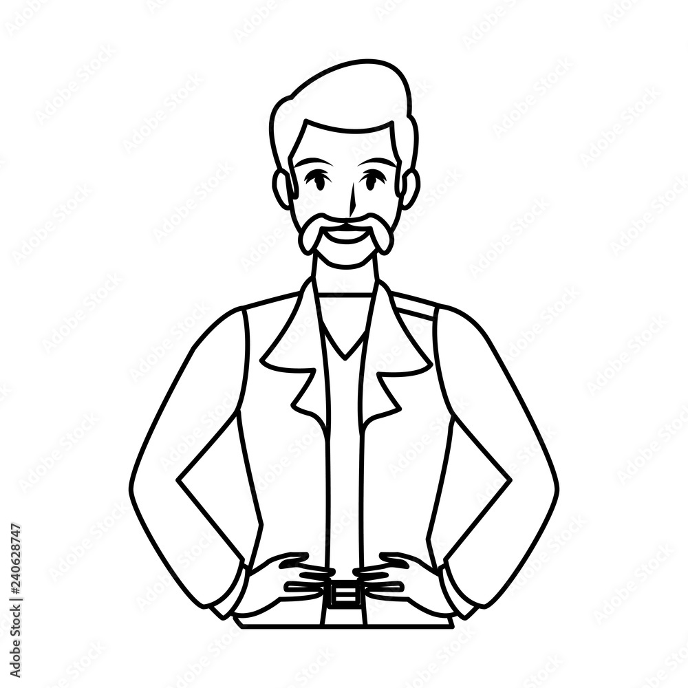 Disco man cartoon in black and white Disco man cartoon in black and white