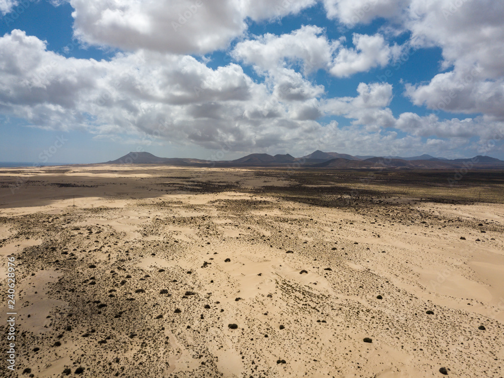 Panorama of landscape on Fuerteventura .