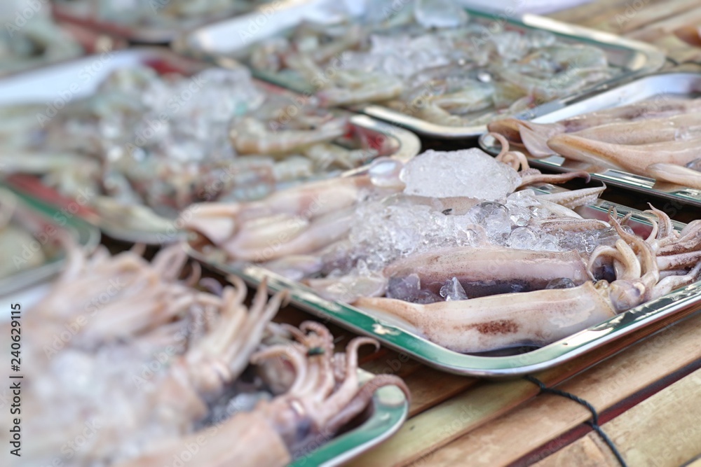 Fresh squid in market