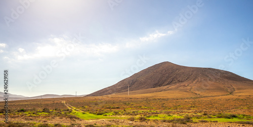 Panorama of landscape on Fuerteventura .