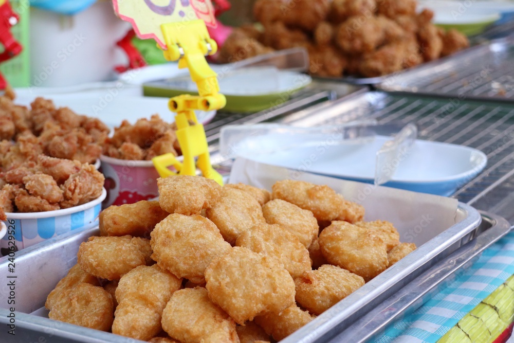 fried nuggets at street food fried nuggets at street food