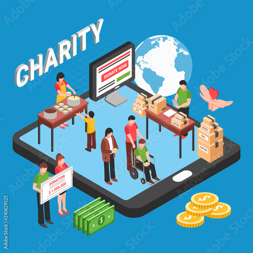 Charity Isometric Design Concept