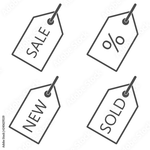 Price Tag icon set. Vector illustration, flat design.