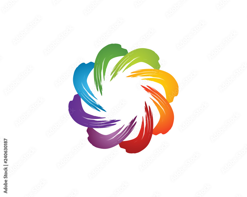 Obraz premium Swoosh brush flower rainbow tornado