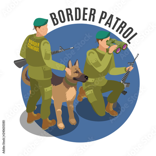Border Patrol Isometric Composition