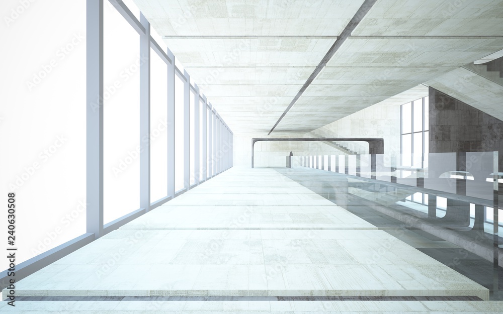 Empty dark abstract concrete smooth interior . Architectural background. 3D illustration and rendering