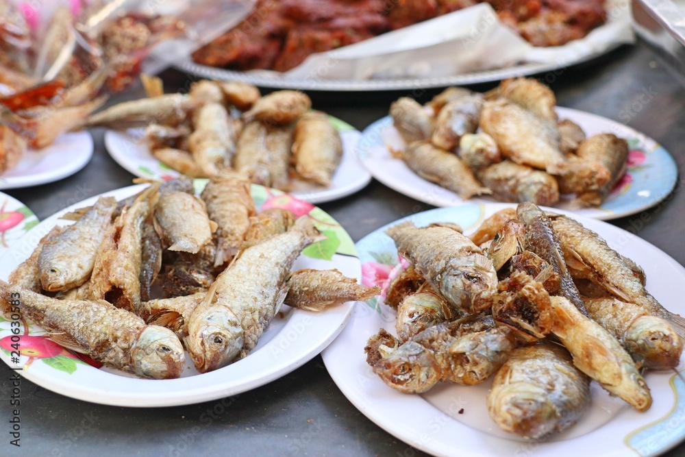 Fried fish at street food Fried fish at street food