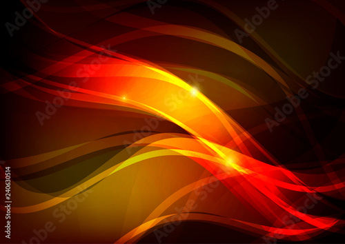 abstract background of red color with shiny waves