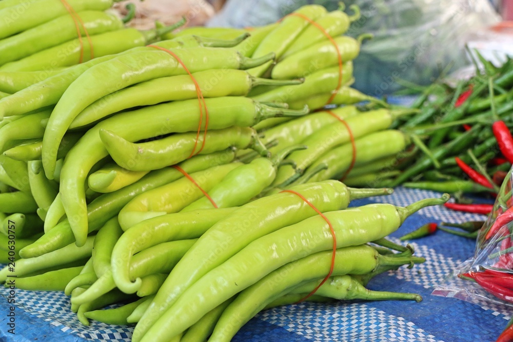Fresh chilli at market Fresh chilli at market