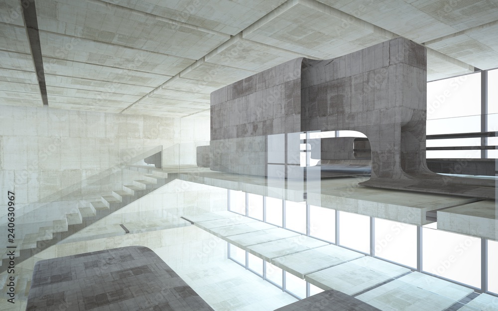 Empty dark abstract concrete smooth interior . Architectural background. 3D illustration and rendering