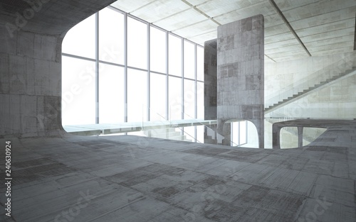 Empty dark abstract concrete smooth interior . Architectural background. 3D illustration and rendering