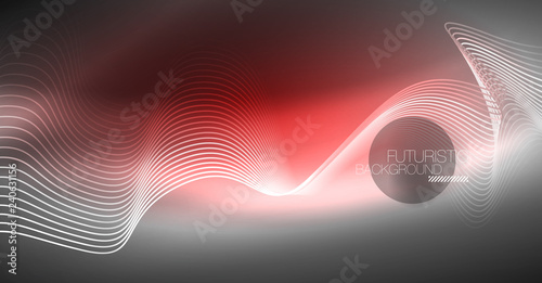 Neon lines wave background. Abstract composition