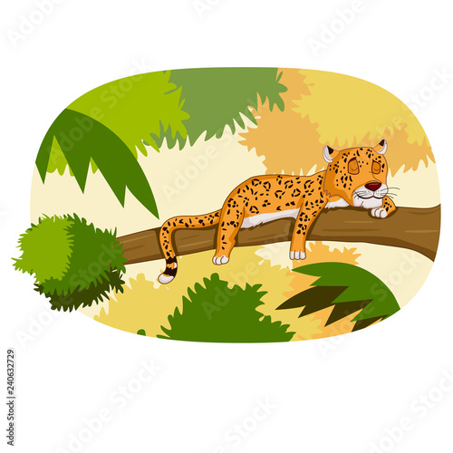 Wild animal Leopard in jungle forest background