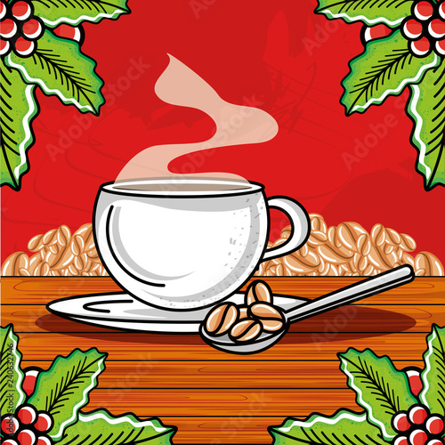 delicious cup of coffee in wooden table