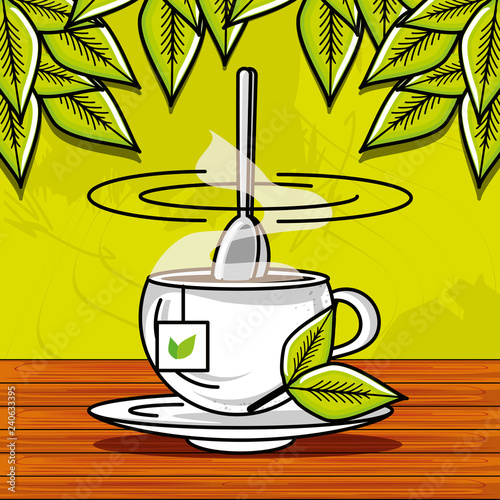 cup with tea hot herbs