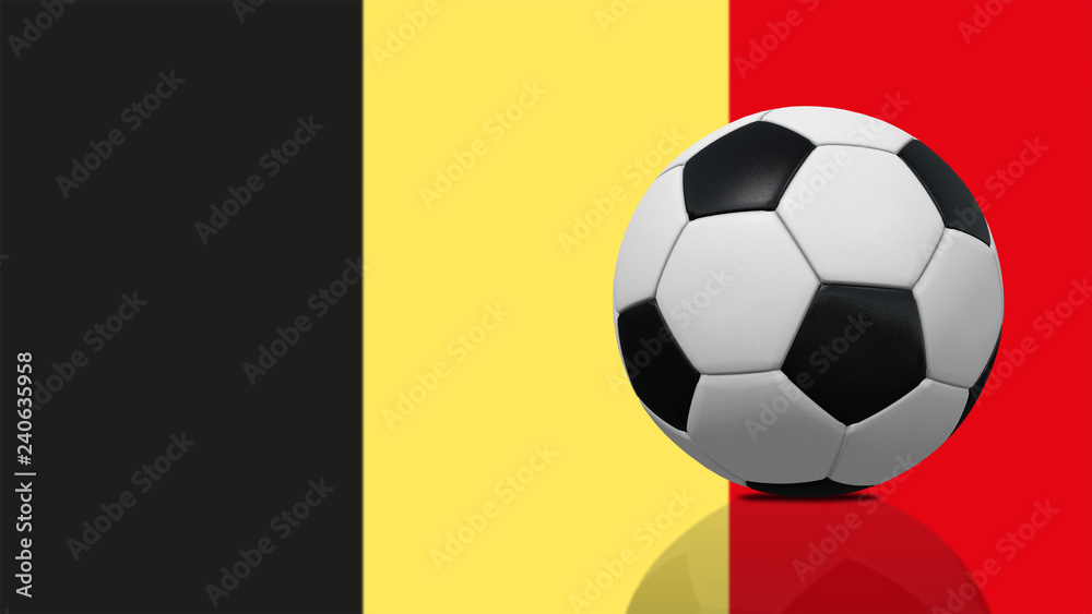 Realistic soccer ball on Belgium flag background. Realistic soccer ball on Belgium flag background.