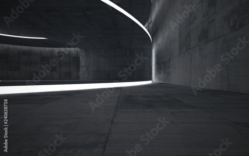Fototapeta Naklejka Na Ścianę i Meble -  Abstract  concrete interior multilevel public space with neon lighting. 3D illustration and rendering.