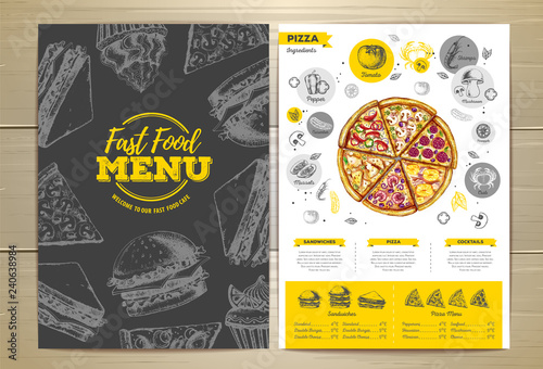 Vintage pizza menu design.