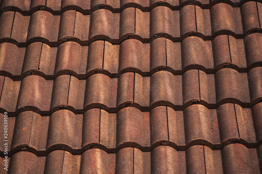 Close up of red roof texture tile Close up of red roof texture tile