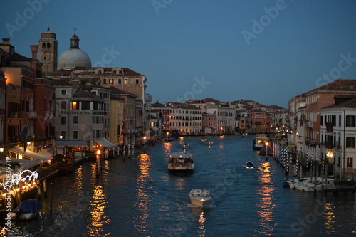 at dusk Grand canal and Basilica de Santa Maria della Salute city of Venice, Italy, Old Cathedral