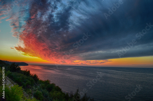 Sunset cliff baltic sea photo