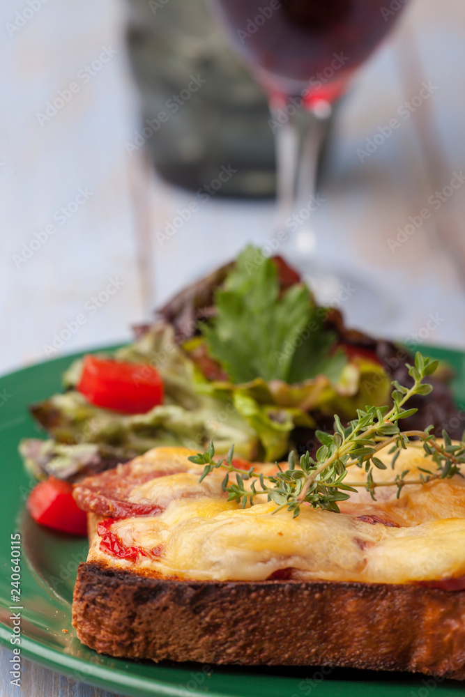 Gegrilltes Käse-Sandwich mit Salat Gegrilltes Käse-Sandwich mit Salat