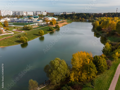 pond in Victory Park in Zelenograd of Moscow  Russia