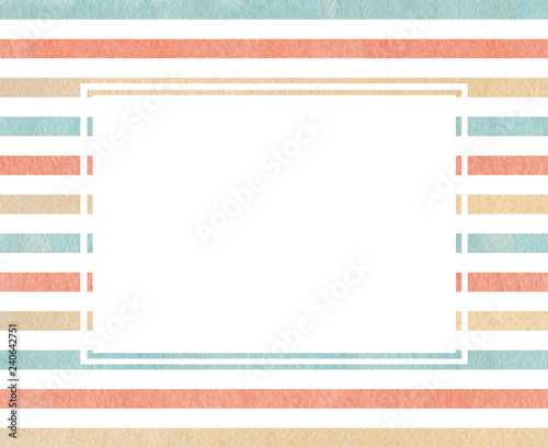 Blue, pink and beige stpiped watercolor frame.