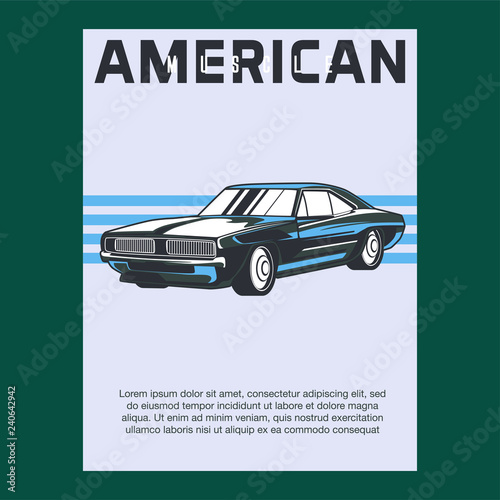 Original vector illustration of an American muscle car