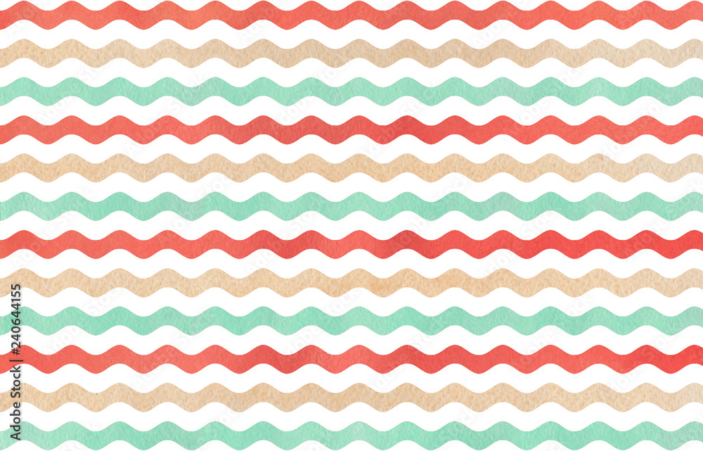 Watercolor wavy striped background.