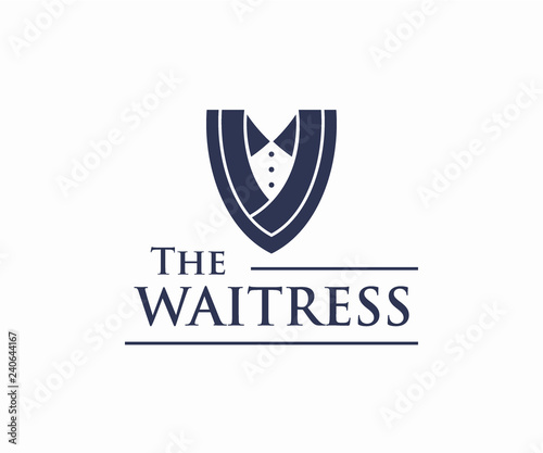 Servant Waitress logo design concept, Restaurant logo template