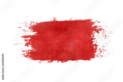 Dark red watercolor grungy brush strokes painted on white background.