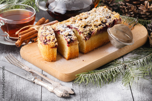 Traditional christmas Shtollen cake photo