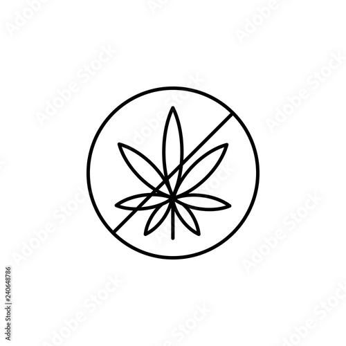 ban, marijuana, cannabis outline icon. Can be used for web, logo, mobile app, UI, UX