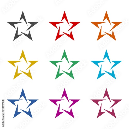 Star Logo concept icon, color set