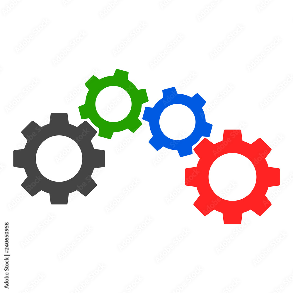 Cogwheel mechanism vector illustration on a white background. An isolated flat icon illustration of cogwheel mechanism with nobody. Cogwheel mechanism vector illustration on a white background. An isolated flat icon illustration of cogwheel mechanism with nobody.