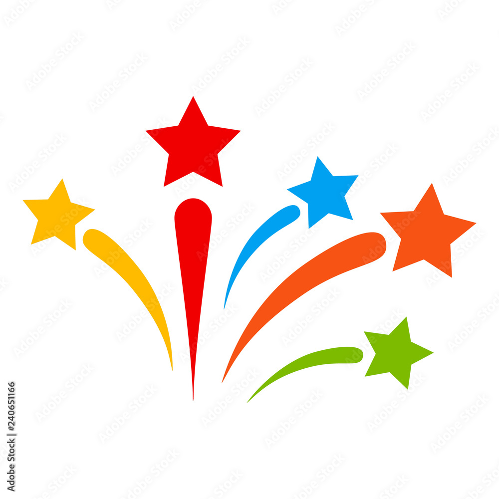 Fireworks vector illustration on a white background. An isolated flat icon  illustration of fireworks with nobody. Stock Vector | Adobe Stock