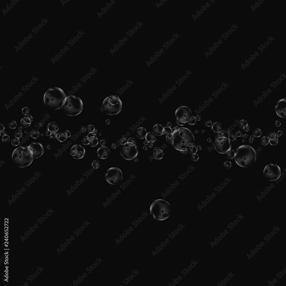 White air bubbles isolated on black background. Underwater oxygen. Soap closeup. White air bubbles isolated on black background. Underwater oxygen. Soap closeup.