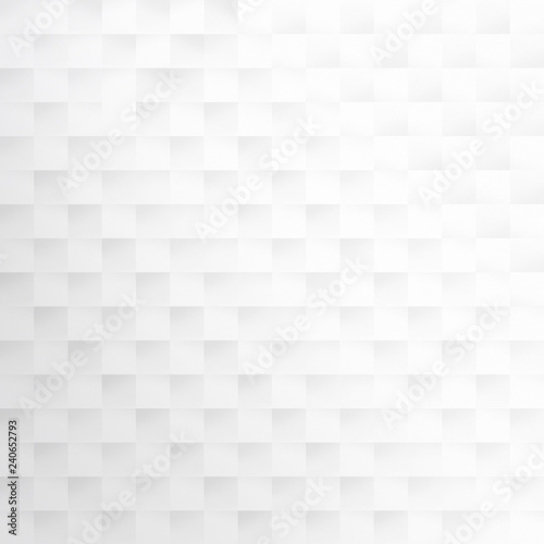 Abstract white and light gray geometric background with squares.
