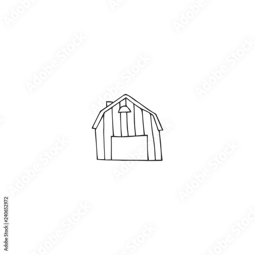 Farm logo element. Vector hand drawn barn.