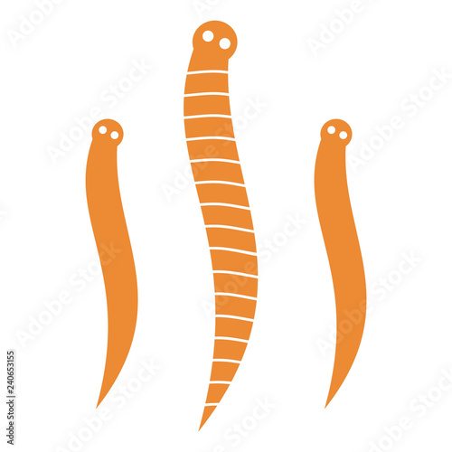 Worms vector illustration on a white background. An isolated flat icon illustration of worms with nobody.