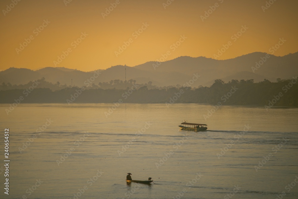 sunset on  khong river 