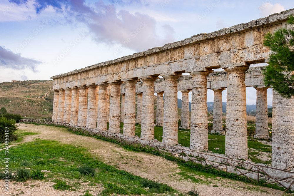 ancient greek columns of temple in Sicily