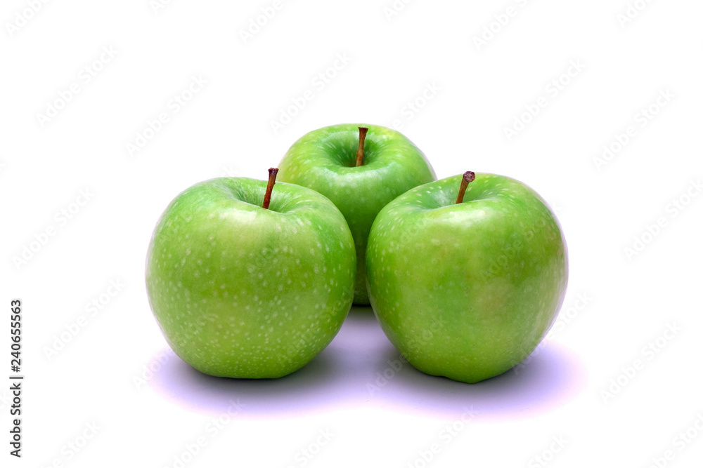 Green apples isolated on white background.