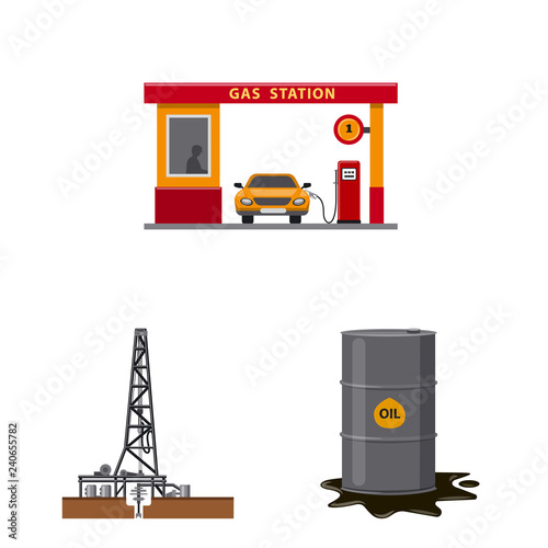 Isolated object of oil and gas icon. Set of oil and petrol stock vector illustration.
