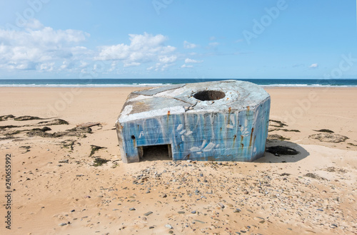 German second world war bunker left over on beach near Biville in Normady  France