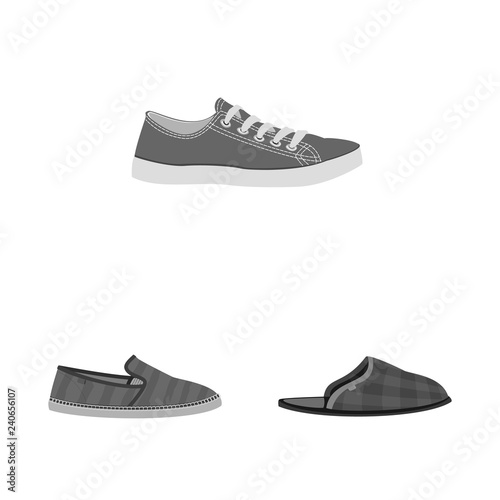 Vector design of shoe and footwear icon. Set of shoe and foot stock vector illustration.