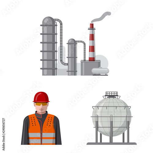 Isolated object of oil and gas logo. Collection of oil and petrol vector icon for stock.