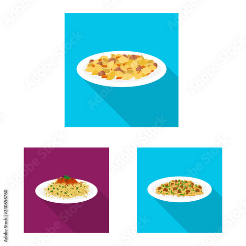 Isolated object of pasta and carbohydrate sign. Collection of pasta and macaroni stock symbol for web.