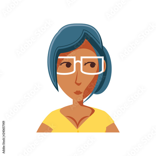 woman black with eyeglasses avatar character